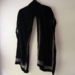 Valerie Stevens Scarf Womens OS Black 80x20in Silk Blend Burnout Velvet Stripe